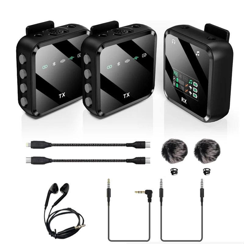 Wireless Lavalier Microphone System Bluetooth Audio Video Voice Recording Mic