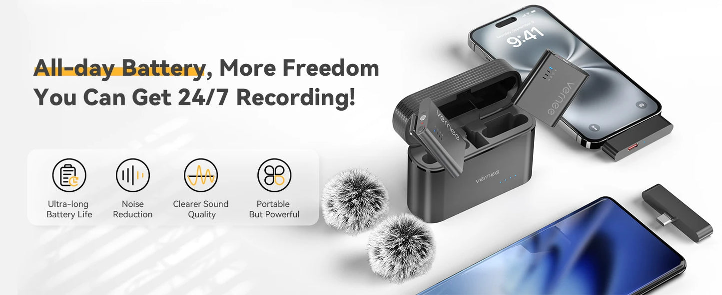 Wireless Lavalier Microphone with Charging Case