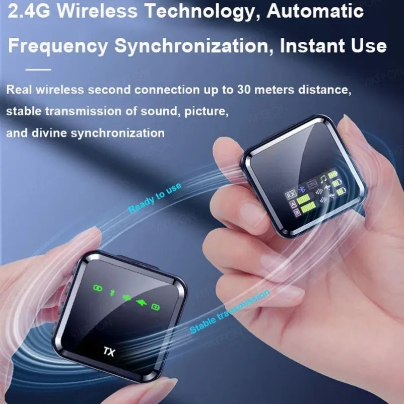 Wireless Lavalier Microphone System Bluetooth Audio Video Voice Recording Mic